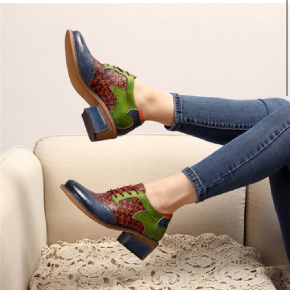 Socofy Perforated Lace-up Oxfords Brogue Wingtip